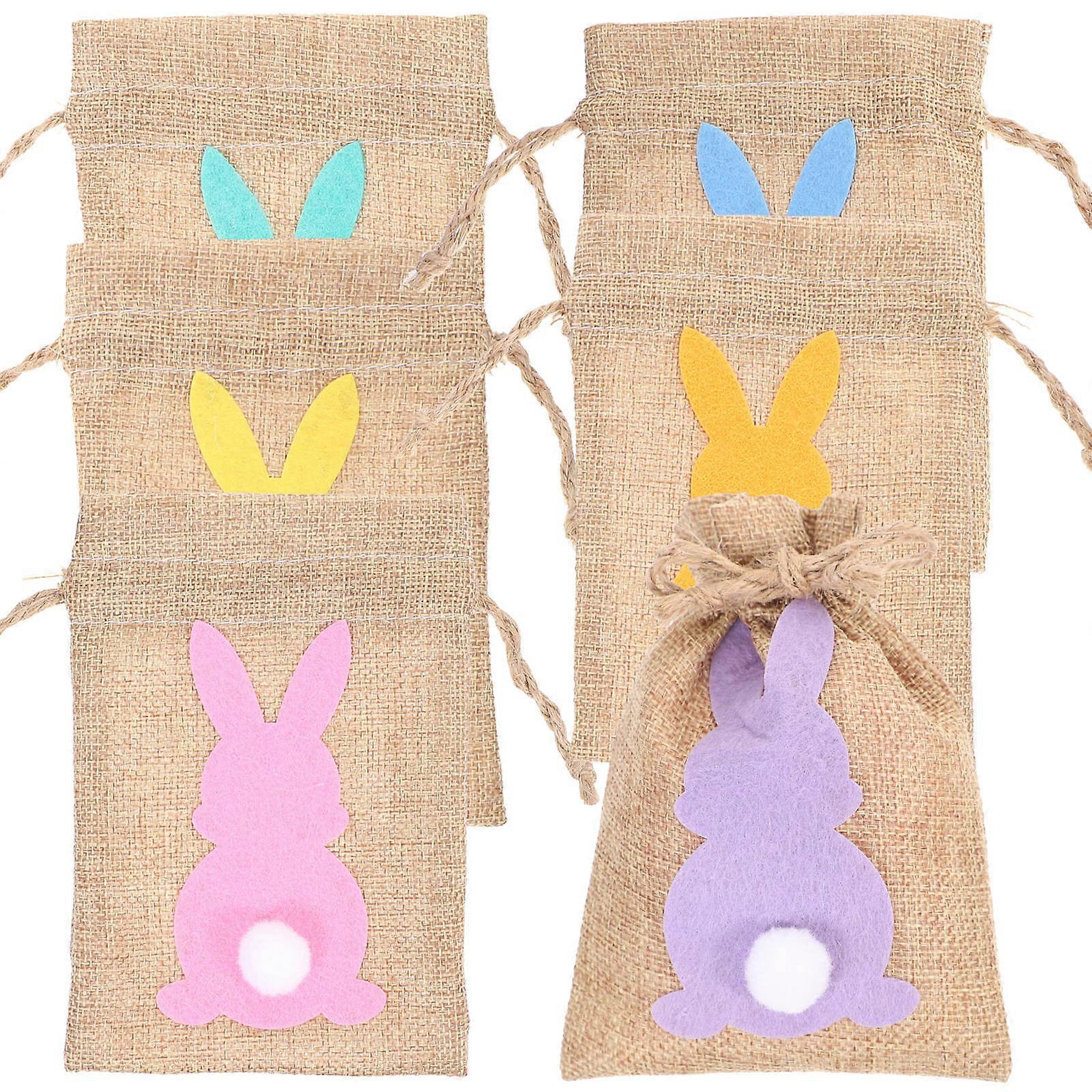 6Pcs Multi-Function Drawstring Bags With Easter Theme Ideal For Candy Snacks Family Friends Events