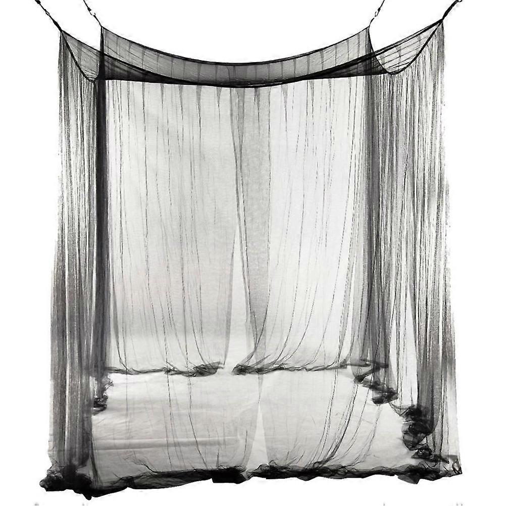 Net Bed Canopy Post Mosquito Net for 2Pcs Black Full Coverage