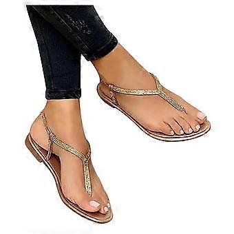 Sandali bassi con strass da donna, infradito da spiaggia dorate – Fino al 30% di sconto, taglia 41