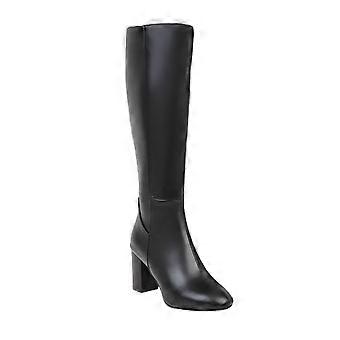 Damen Herbststiefel, modische Western-Reitstiefel im Cowboy-Stil, lässige, warme, kniehohe Stiefel mit mittelhohem Absatz, Größe US: 7,5 (40)