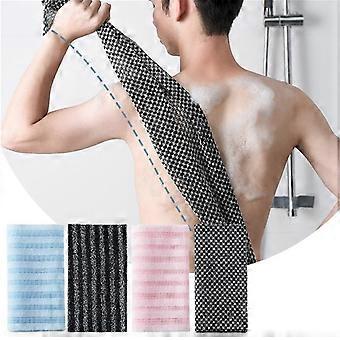 Extra Long Back Scrubber with DualSided Exfoliating Body Brush for Shower Men and Women Black