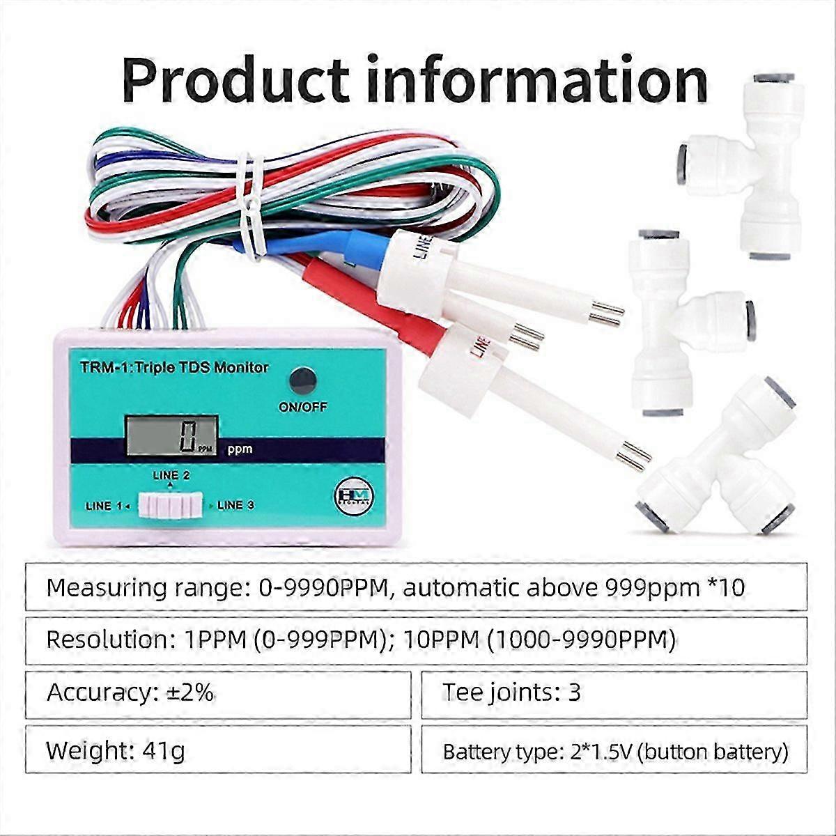 Water TDS Tester Digital Triple Function Meter Model TRM1