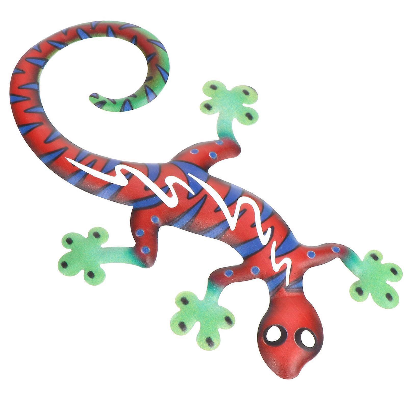 Red Iron Gecko Wall Decor Practical Wall Hanging Craft 2Pcs Set