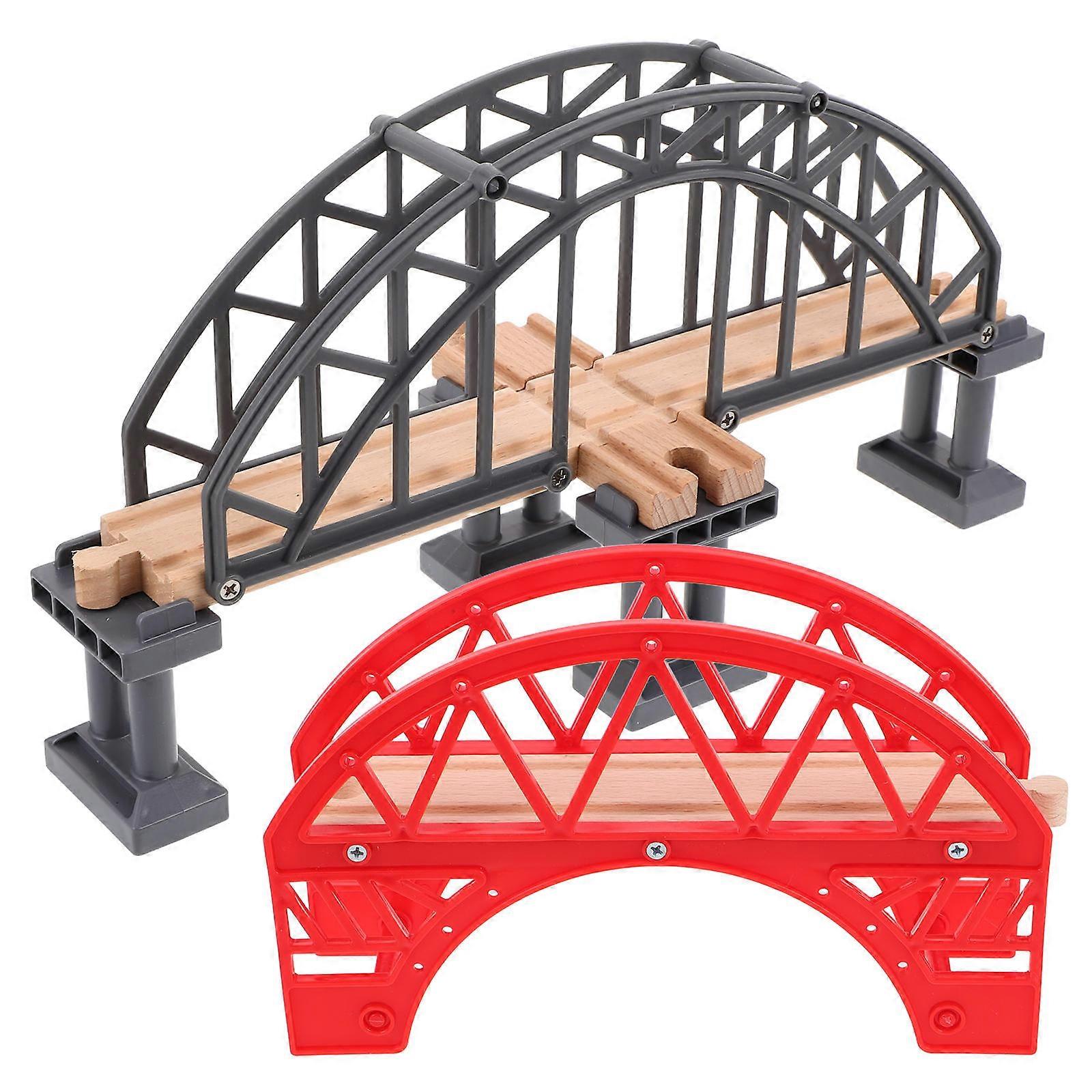Plastic and Wood Train Bridge for Train Track Model 4Pcs Set