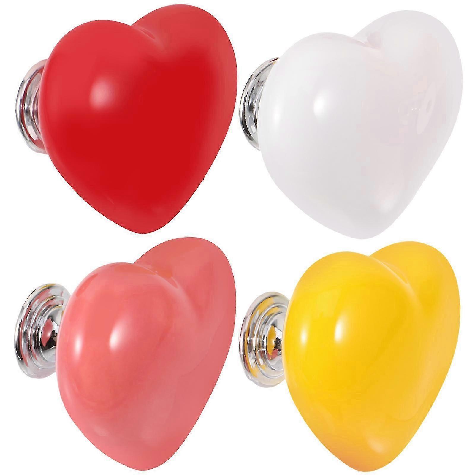Toilet Button Heart Shape Plastic Flush Button Replacement 4Pcs Set