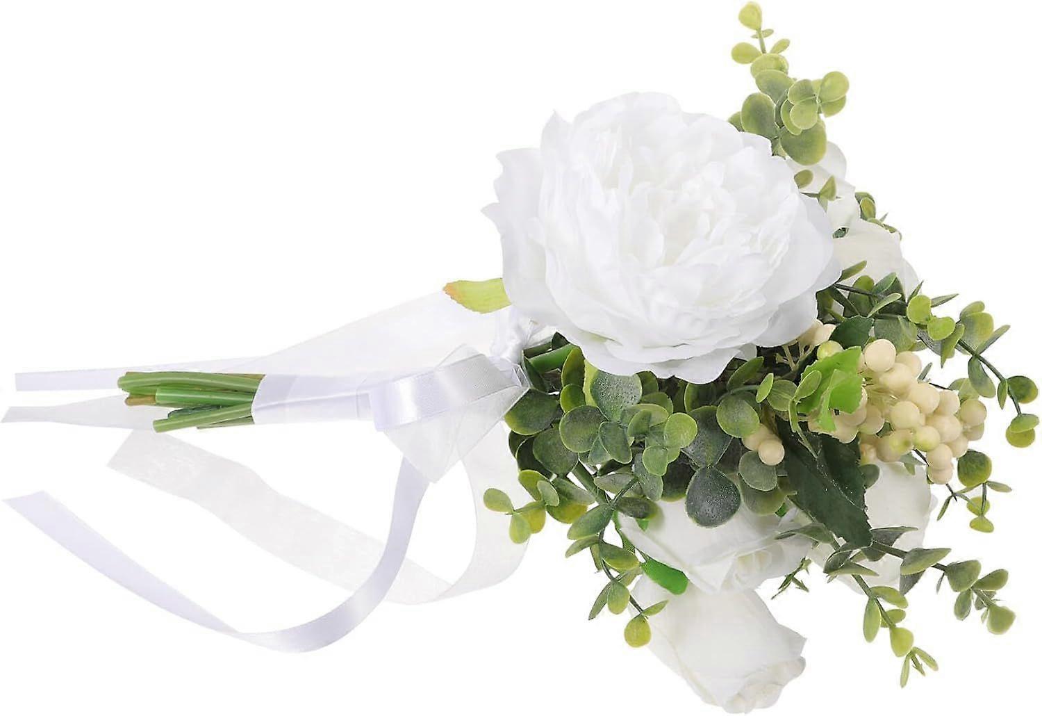 Artificial Bride Bouquet Rose Eucalyptus Simulation Flowers