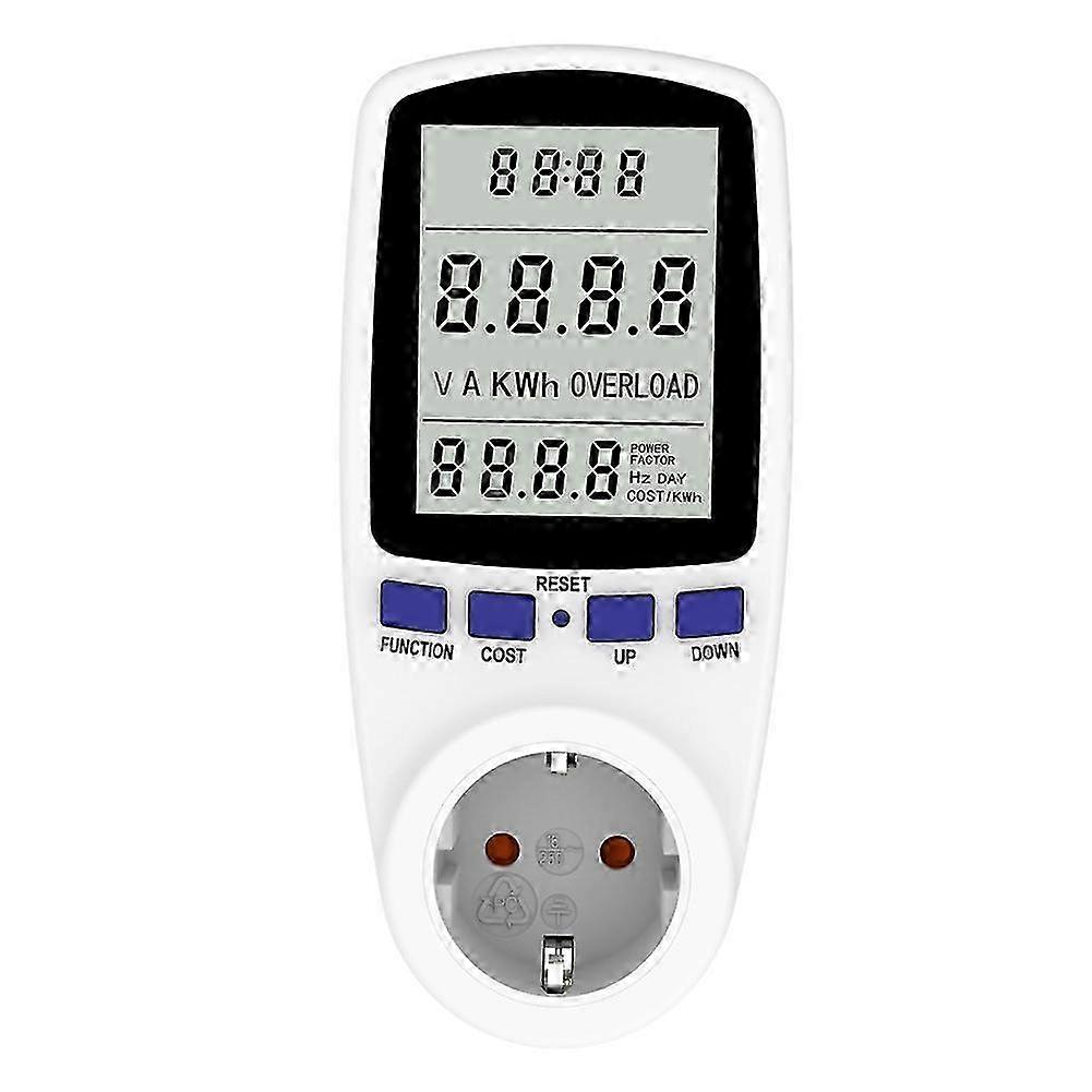 220V Digital LCD Power Meter Wattmeter Socket Wattage Kwh EU Plug