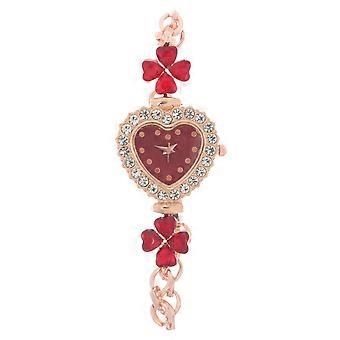 Fashionable Lady Watch Heart Shaped Quartz Wrist Watch with Rhinestone Embellishments Women Casual Style Wrist Watch Romantic Style Wrist Watch