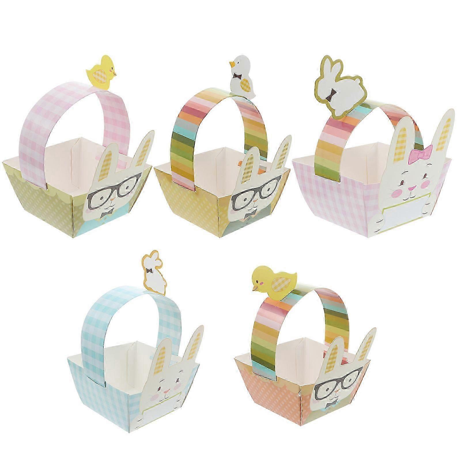 Portable Easter Storage Case Rectangular Paper Assorted Color Biscuit Storage 5Pcs