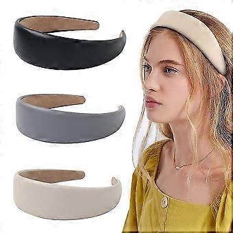 Bandanas Mulheres Cabelo Bandas - 3 Bandana de Couro Largo Moda Bandanas Bonitas Hairbands Acessórios de cabelo para meninas e mulheres bandanas feitas de pu macio
