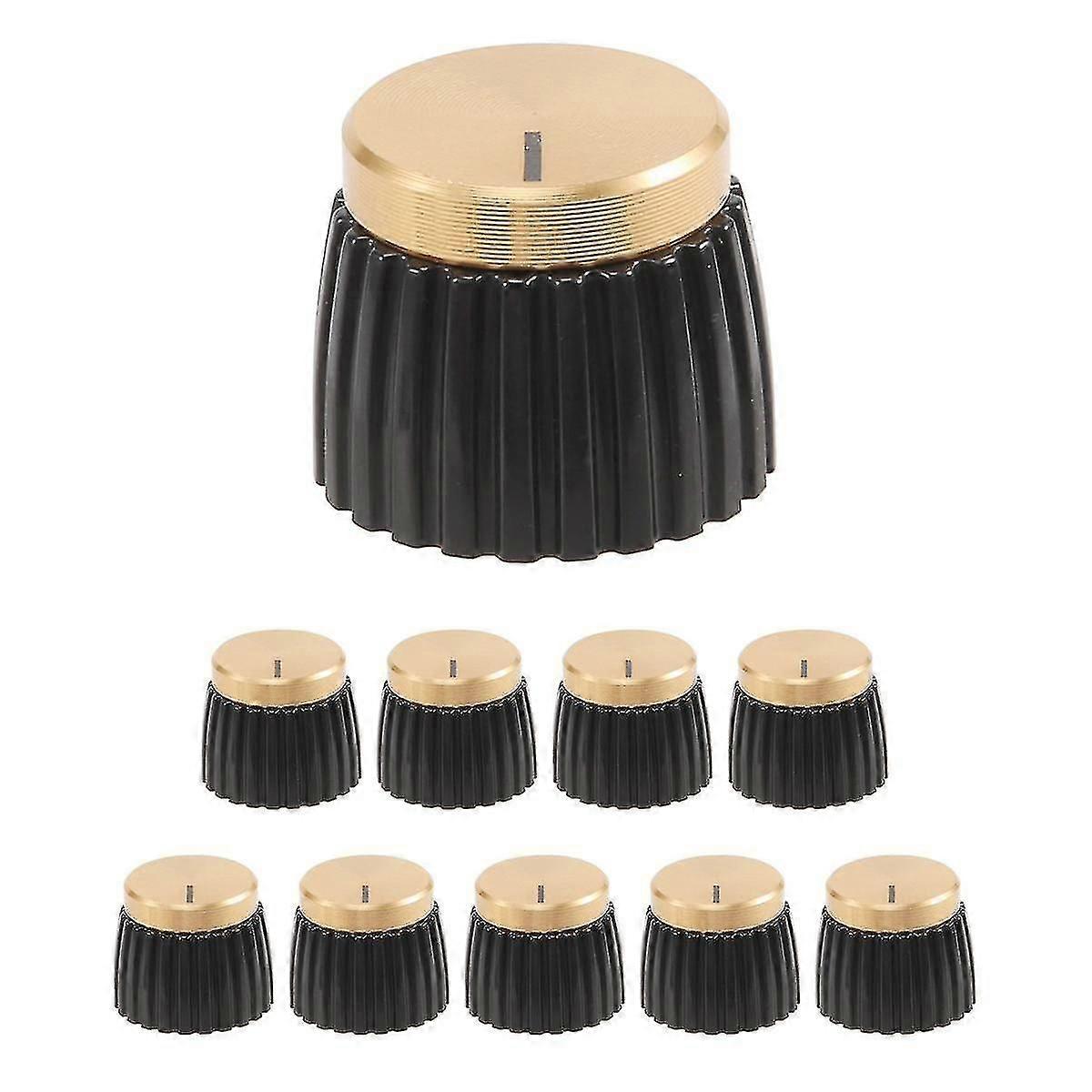 10x Guitar AMP Amplifier Knobs Push-on Black w/ Gold Cap for Marshall Amplifier-Yvan