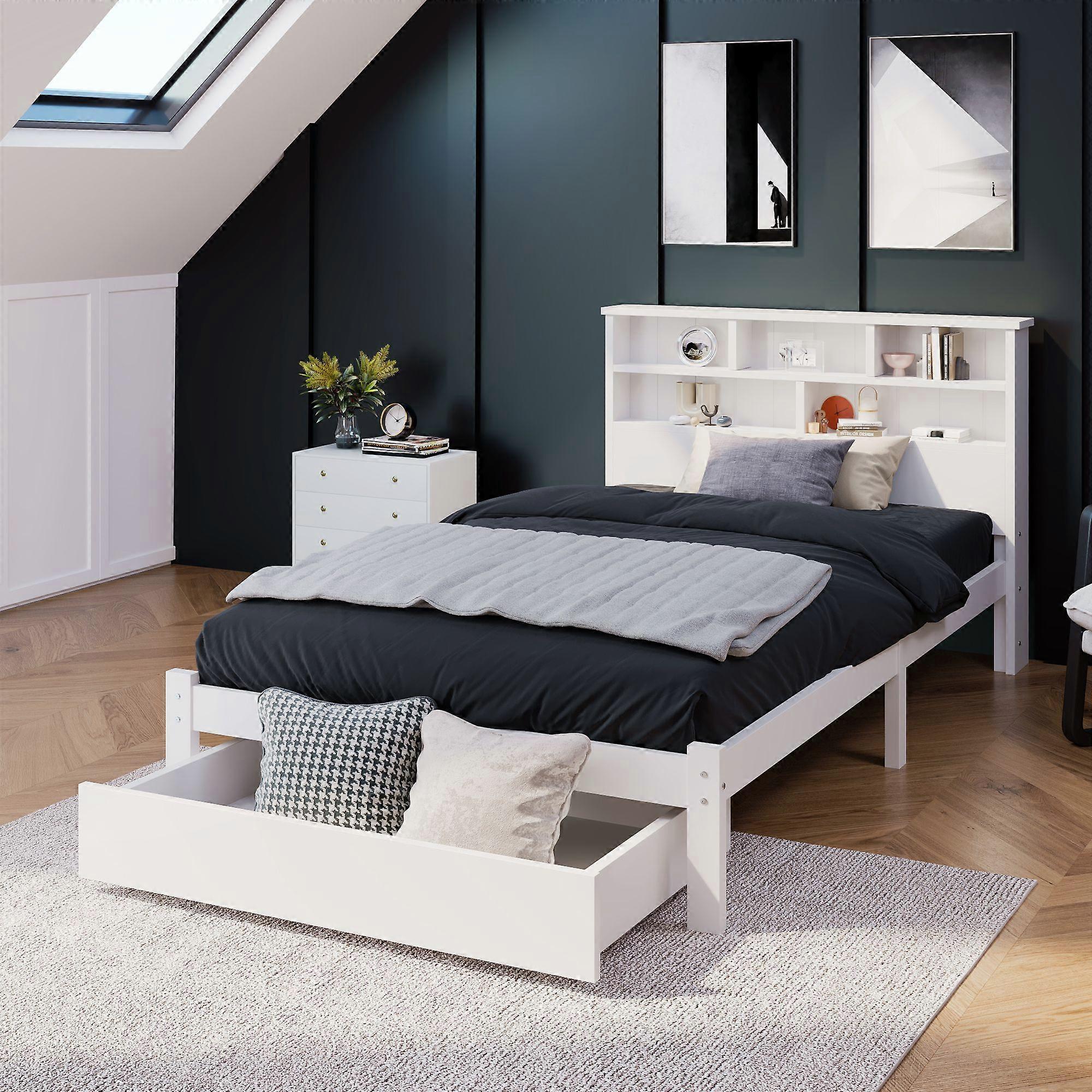 Single Bed 90x200 White Solid Wood Kids