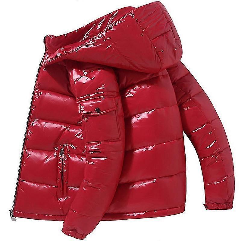 Shiny Down Jacket Men's Winter Jacket Stand Collar Down Jacket With Hood