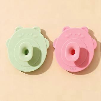 Kids Hair Washing Brush Set, 2 Pcs Silicone Scalp Massage Brushes for Removing Dirt, Children's Bath Brush with Cute Animal Design, Green and Pink