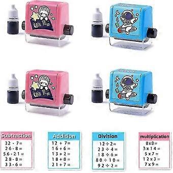 4-Piece Math Roller Stamp Set - Reusable Addition/Subtraction/Multiplication/Division Teaching Stamps_Kbu