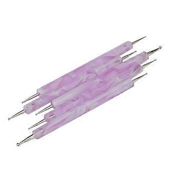 Set of 5 Purple Swirl Double Ended Nail Art Dotting Tools with Multiple Tip Sizes