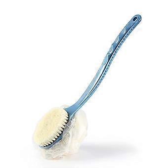 Brosse à corps de douche brosse à cheveux et à concombres, éponge de filet de douche à dos abrasif avec manche longue courbée pour le bain d'Exfoliati
