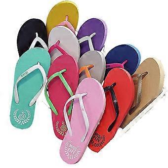 Women's Flip Flops with Seahorse Palm Tree Pattern Soft Padded Footbed Non-Slip Sole