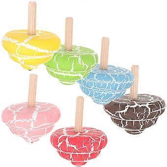 6pcs Wood Gyro Toy Rotating Gyroscopes Toy Kids Wood Tops Toys Party Favors