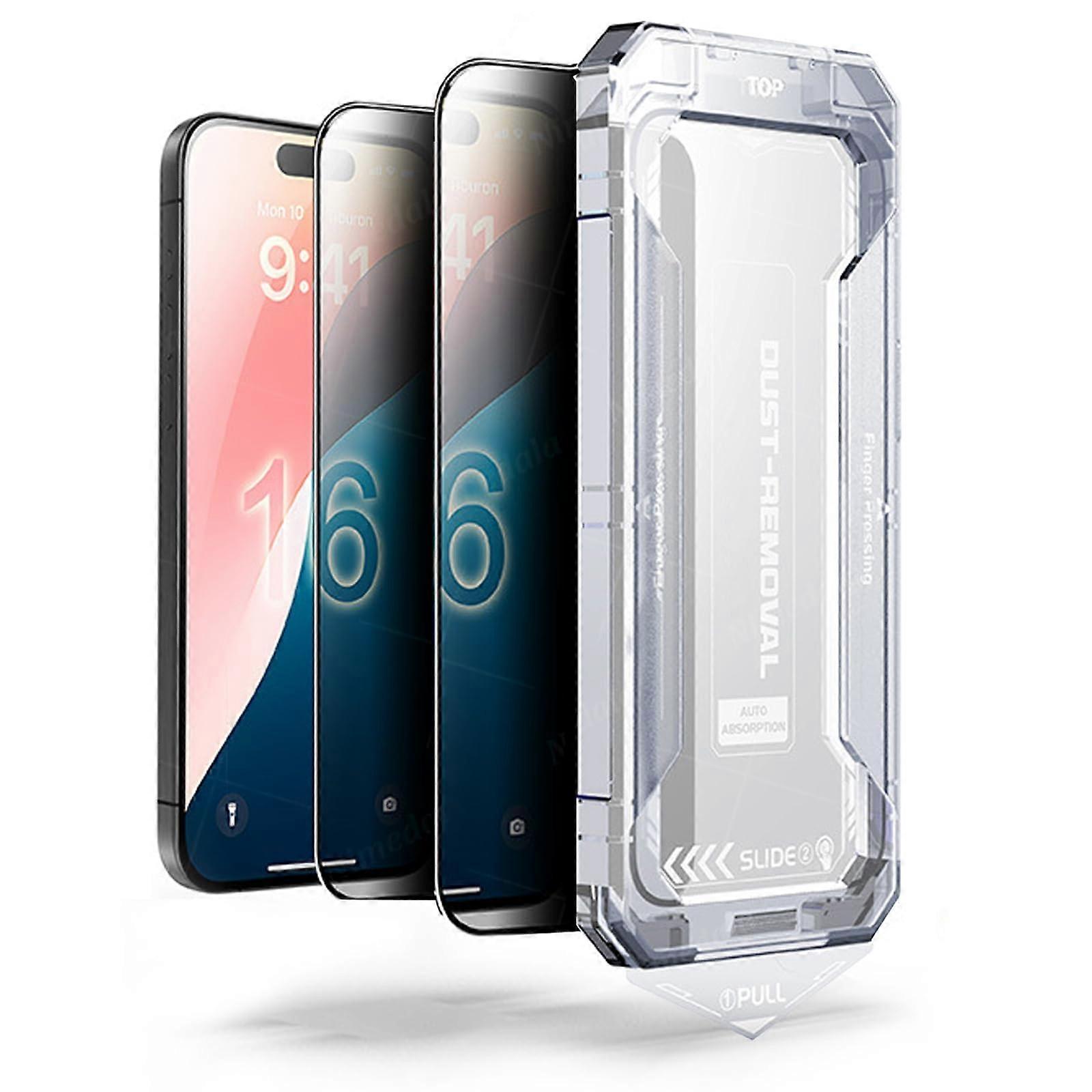 Privacy Screen Protector 2 Pack for iPhone 15 Pro, Tempered Glass AntiScratch AntiFingerprint, Bubble Install