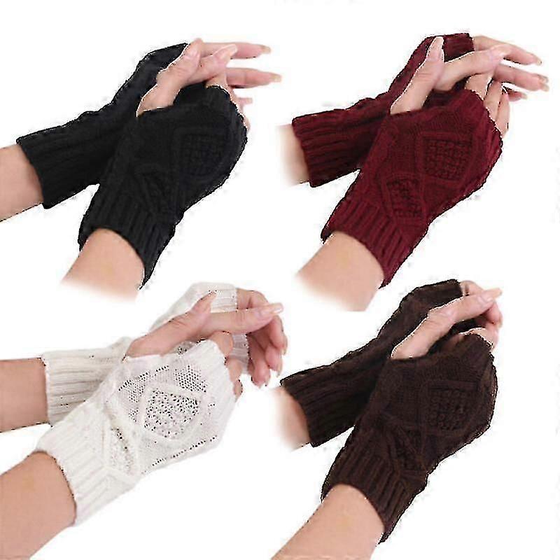4Pairs Winter Fingerless Gloves Arm Warmer Set