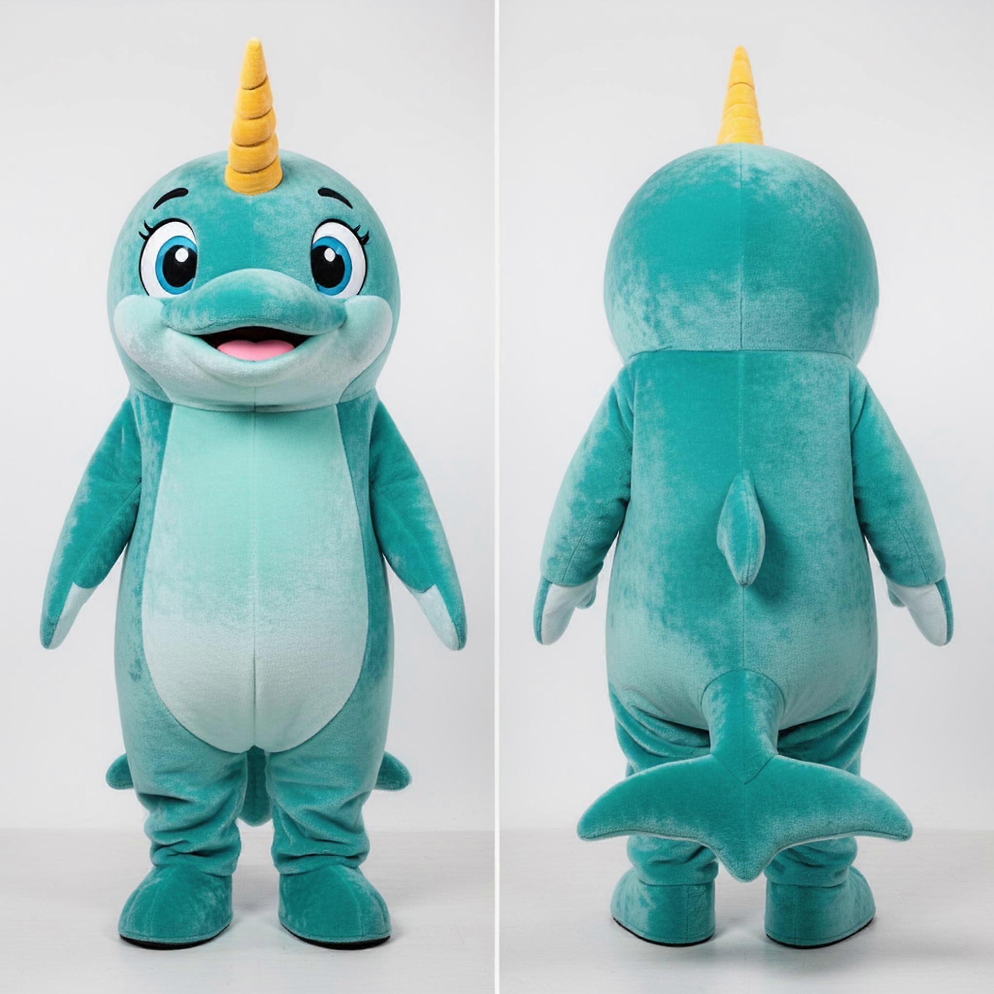 MASTICOT Teal Velvety Narwhal Mascot