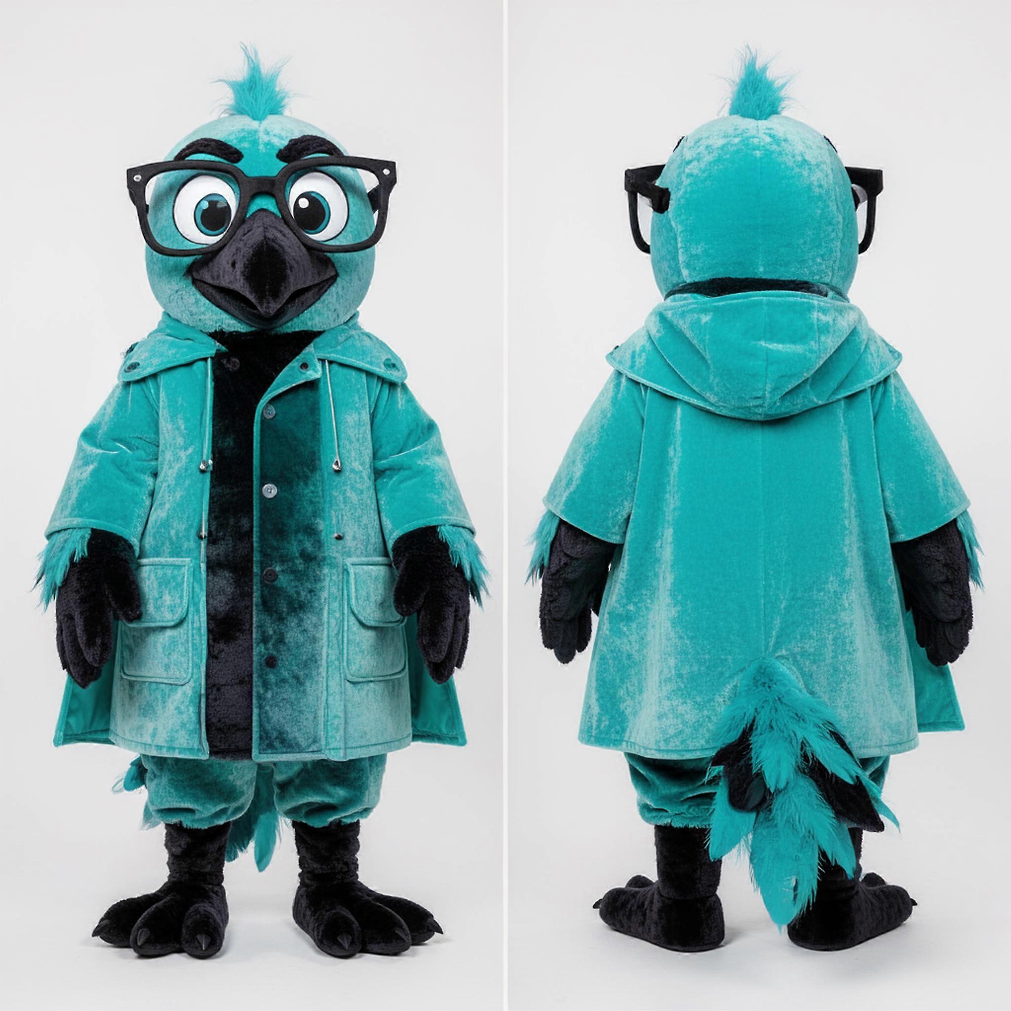 MASTICOT Turquoise Velvety Crow Mascot