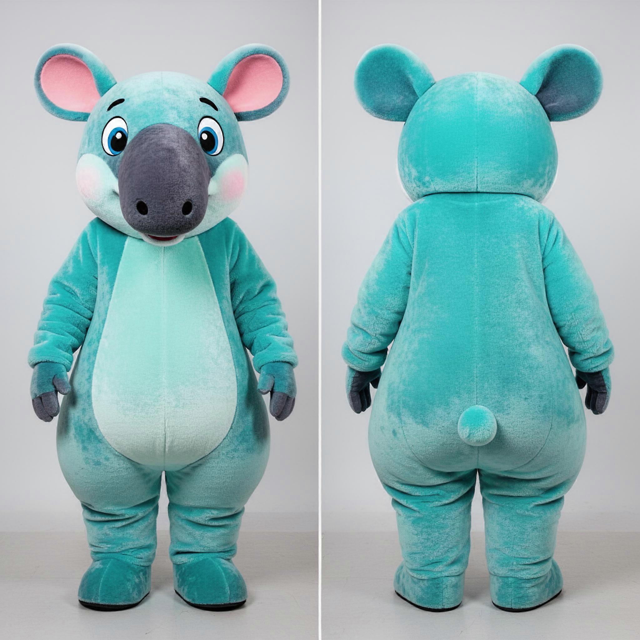 MASTICOT Turquoise Cartoon Tapir Mascot