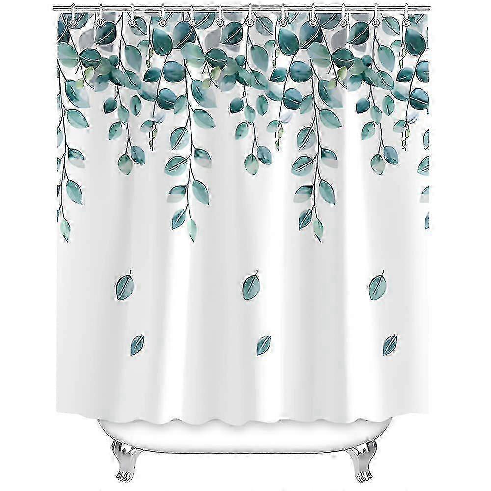 Washable Leaf Print Shower Curtain