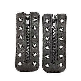 1 Pair 6 Holes Leather Lace-in Boot Zipper Inserts Adjustable Waterproof Zipper Boot Laces Shoe Accessory Easy Installation