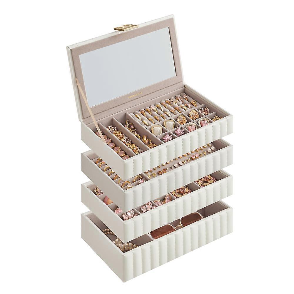 ANAH Collection - 4-Tier Stackable Jewelry Box with Mirro