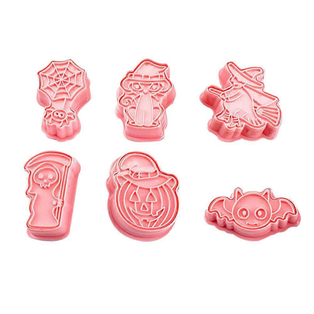 Pink Halloween Theme Cookie Molds for DIY Baking 6Pcs PP Material