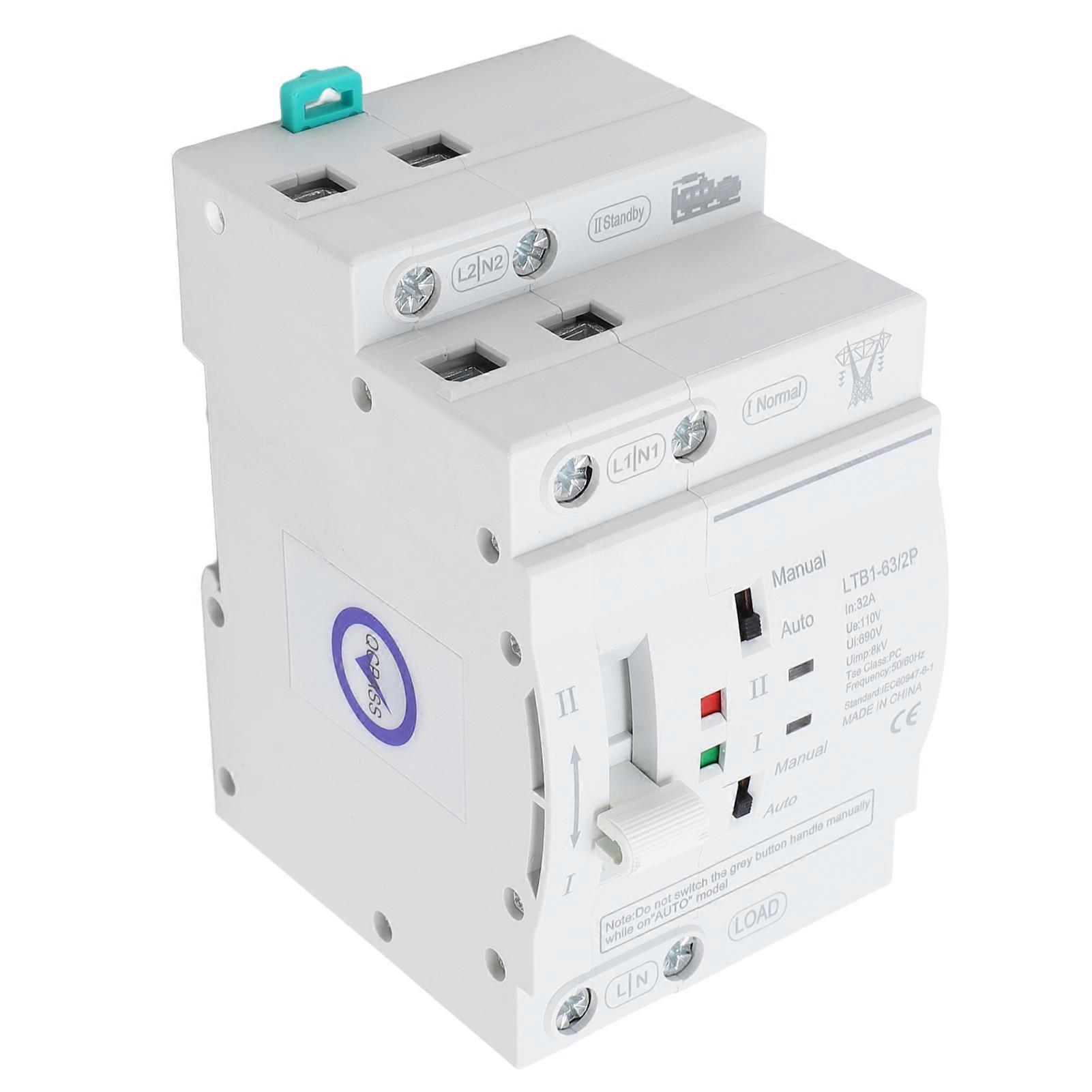 Double Power Automatic Transfer Switch DIN Rail ATS Mini Generator Changeover Switch 32A