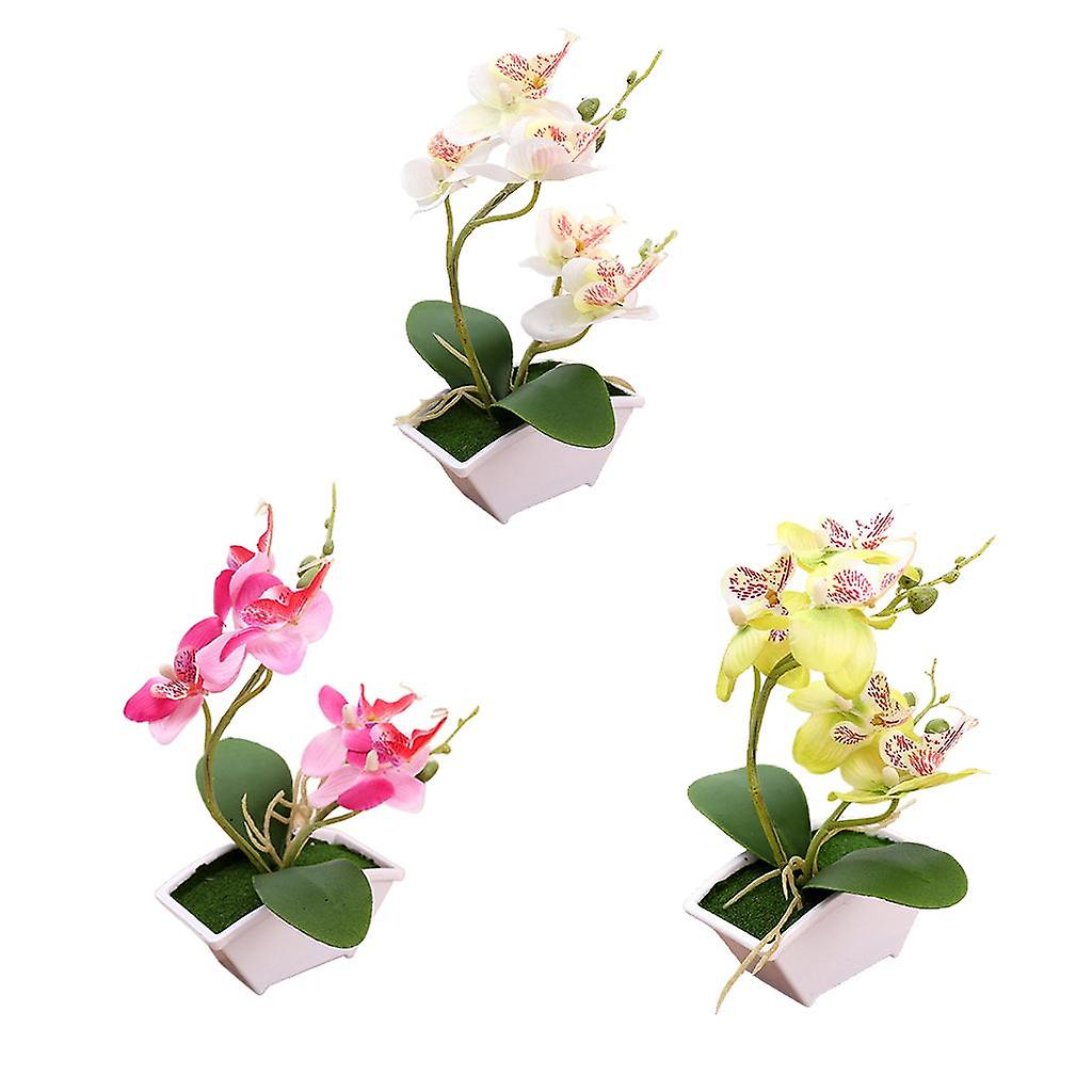 3 orchidea artificiale bonsai finto fiore, interno esterno ufficio home decor