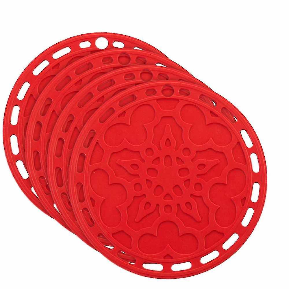 Silic Hot Pads (set Of 4) - 6 In 1 Kit Tool Red, 8 Inches.