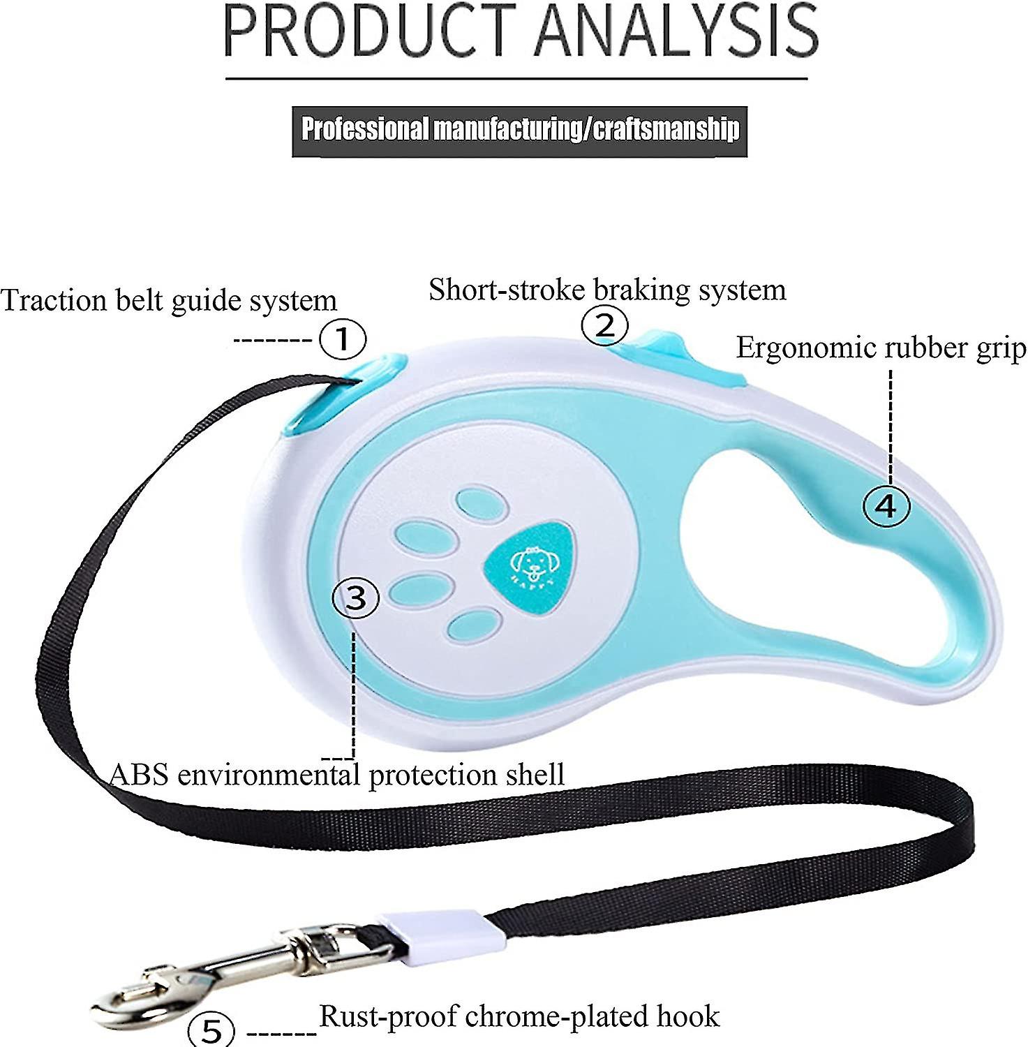 Retractable Dog Lead, Extendable 5m Extendable Dog Lead With Button