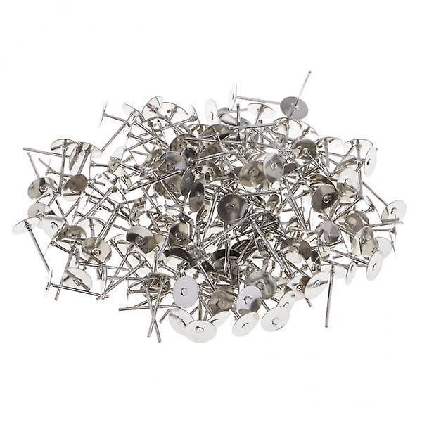 3x200pcs Blank Ear Stud Pin Earrings Posts Flat Pad settings DIY base  6mm