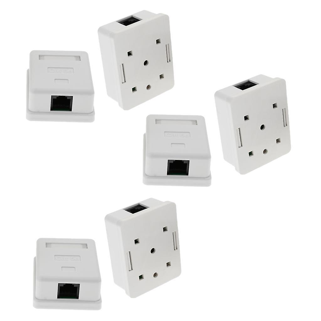 6Piece Cat5e Single Port Surface Mount Outlet Box  Face Plate Backbox