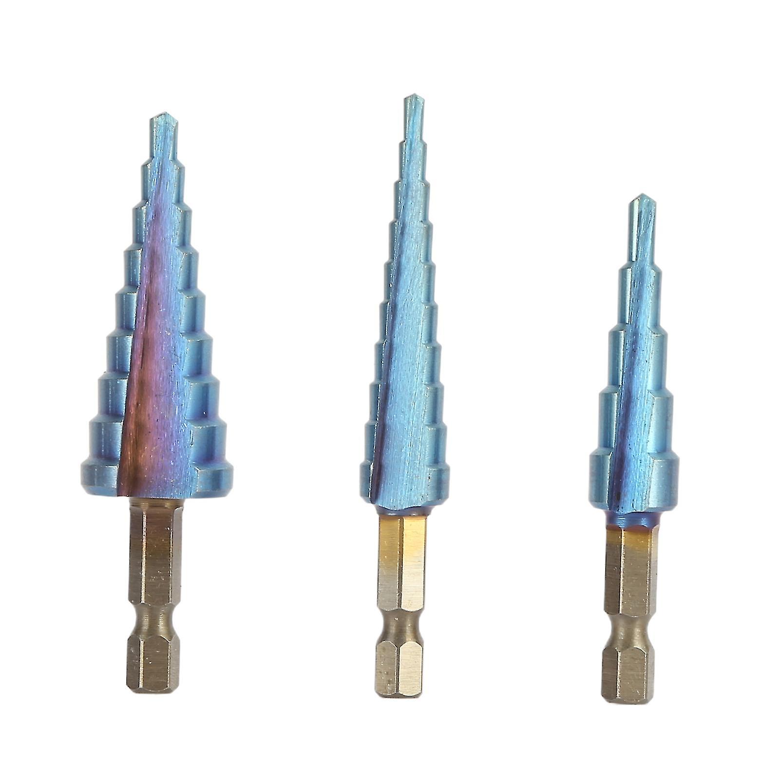 3pcs 3-20mm Step Drill Bits Ladder Structure Low Resistance Hexagon Handle Hss Straight Flute Step Drill Bit Kit For Automobile Processing