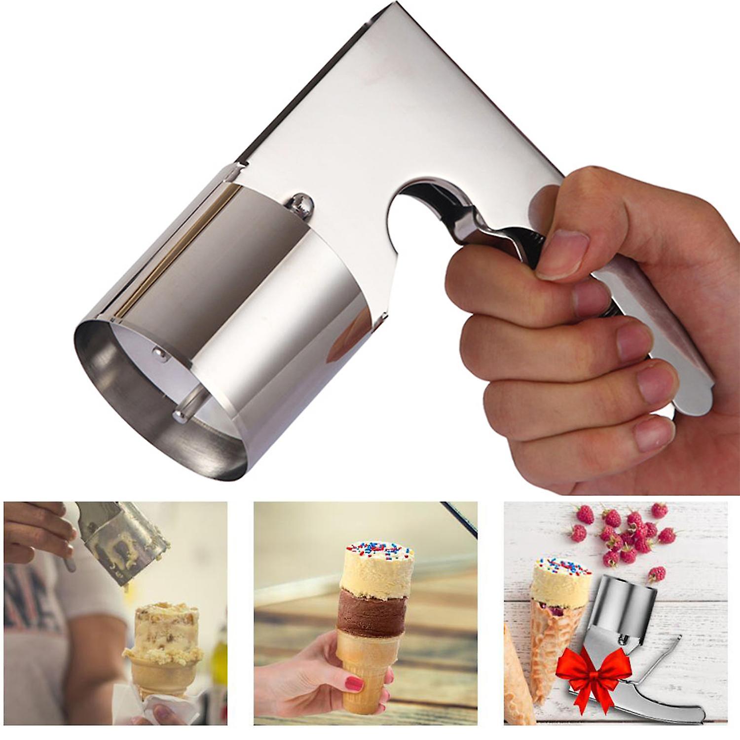 ZHOUBA Big Volume Ice Cream Scoop with Trigger Easy to Clean Cylindrical Scoop Dessert Lovers Supply