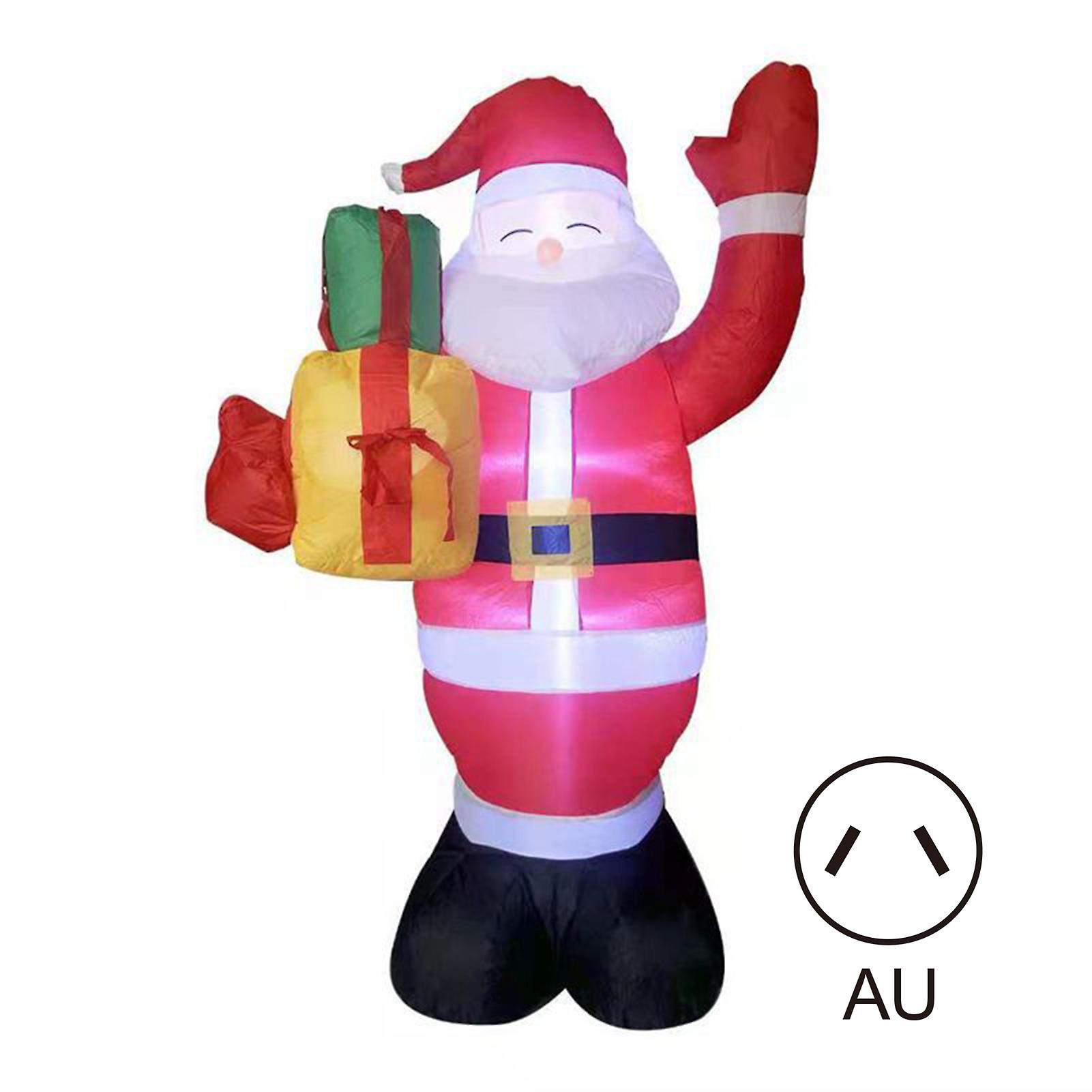 Xmas Christmas Inflatable Santa Claus Built-in Led Lights With Gift Box For Outdoor Yard Lawn Party