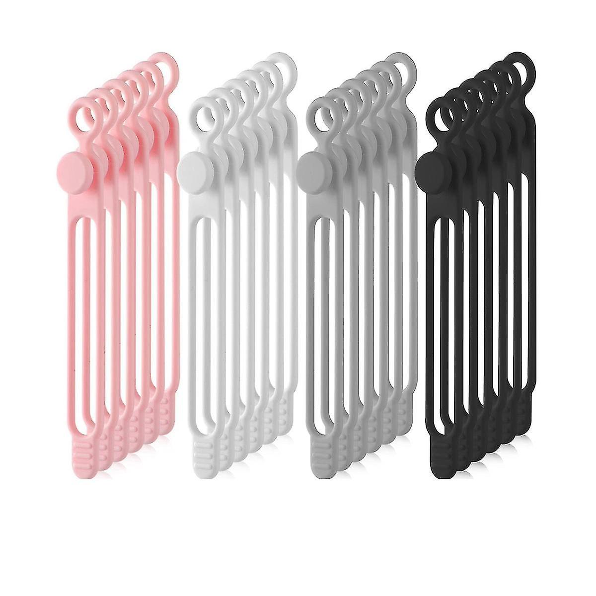 40pcs Cable Tie Silicone Reusable Holder Strap Adjustable Cable Straps Multipurpose Cable Organize