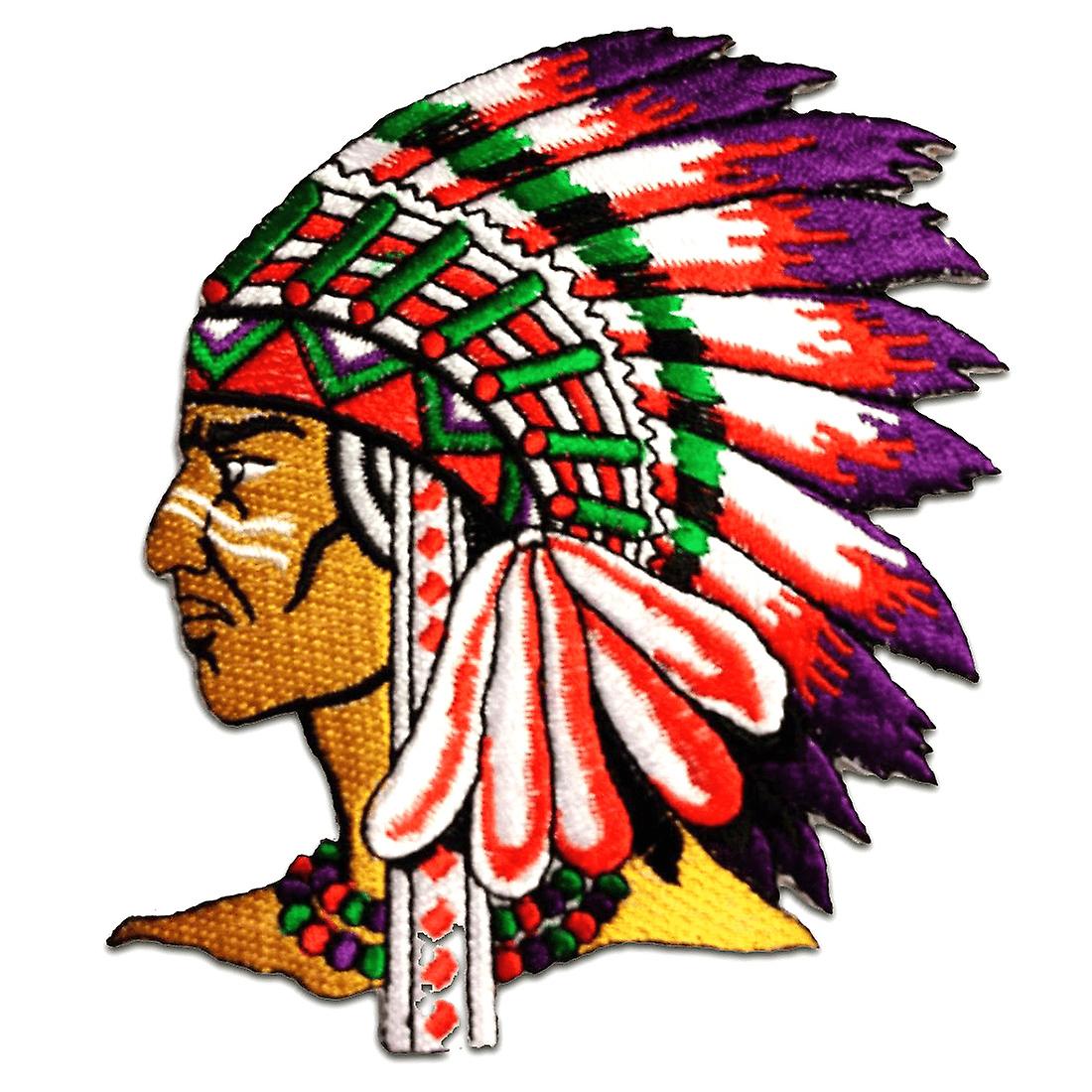 Patch / Iron-on Patch - Chief Indigenous Native American - Colorful - 7.5x6.3cm - Patch Patch