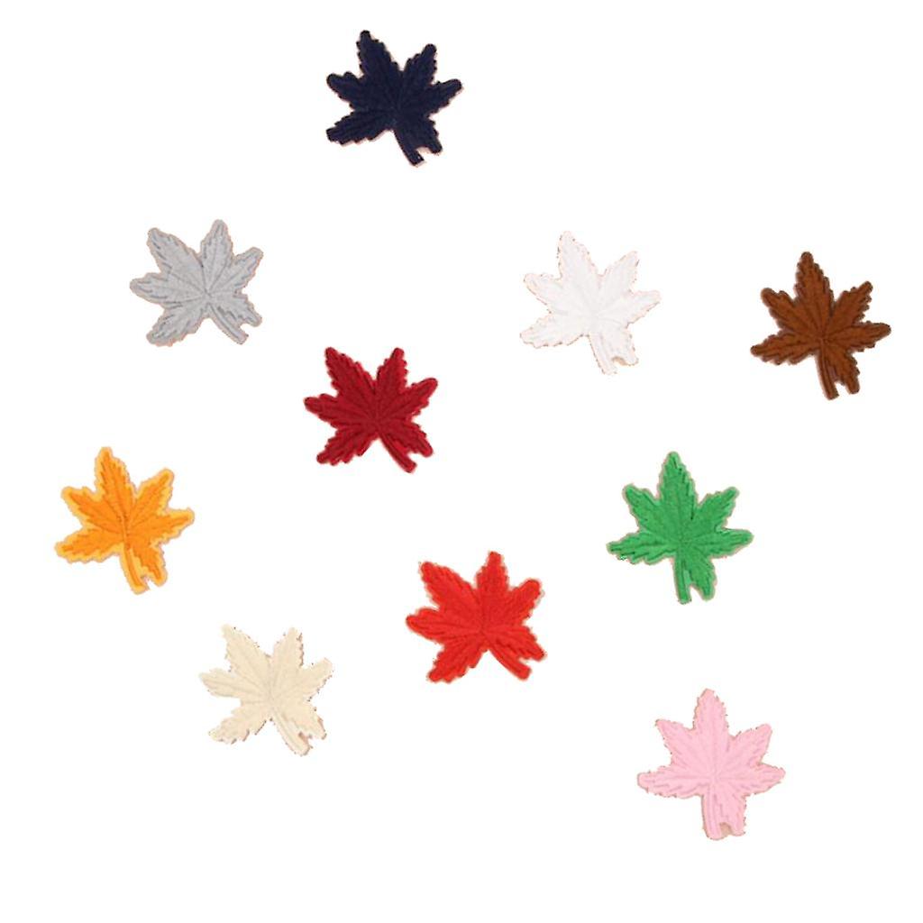 10 Pieces Mixed Embroidered Maple Leaf Applique Iron on Patches
