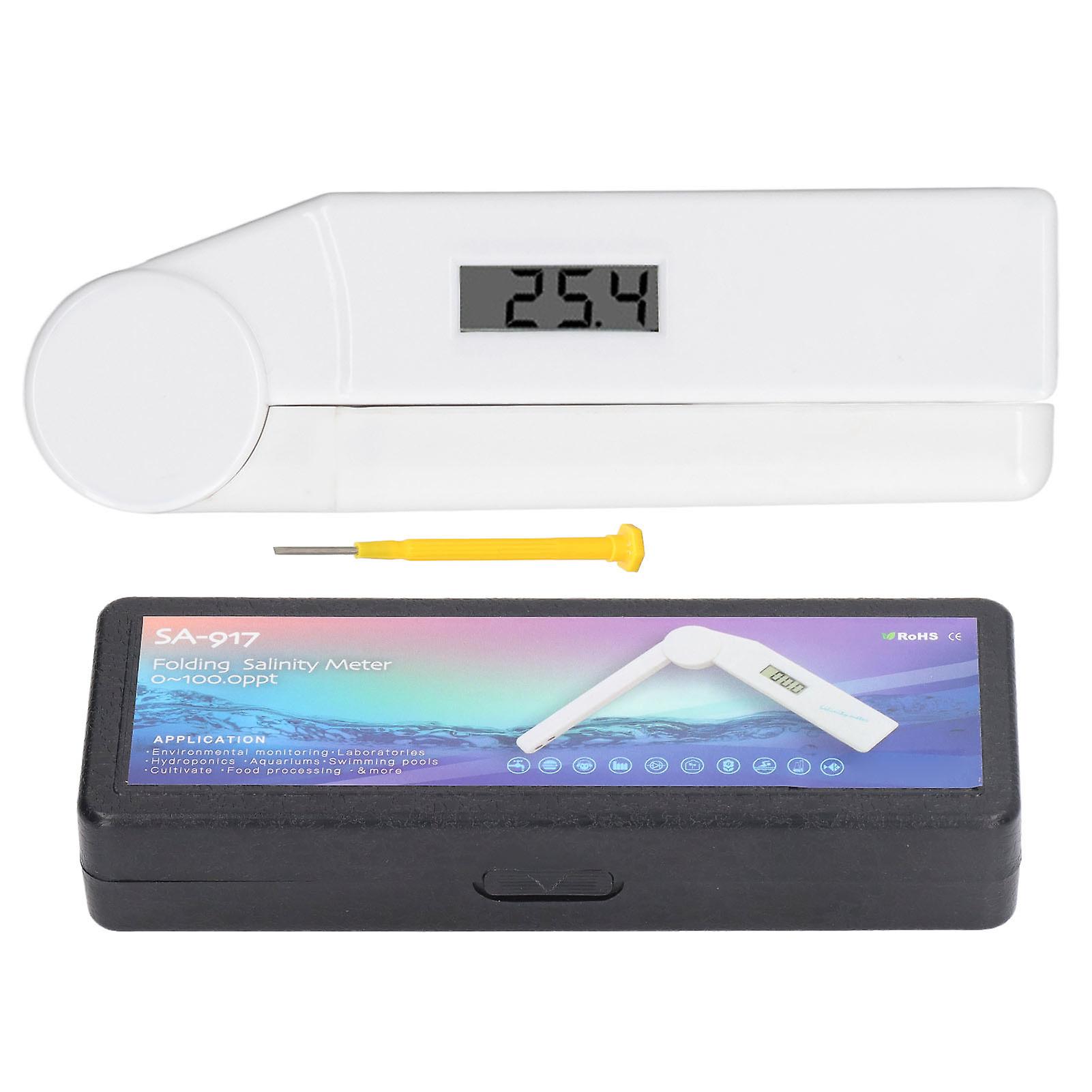 Digital Salinity Tester Foldable Design High Accuracy Quick Response 0 to 100ppt Pool Salt Tester for Aquarium Pool