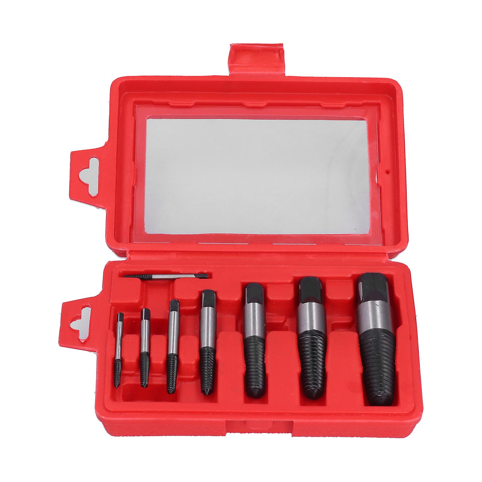 Uadme Screw Extractor Set, 8 Pcs Carbon Steel Easy Out Damaged Screw Extractor Kit with Storage Case for Broken Bolts