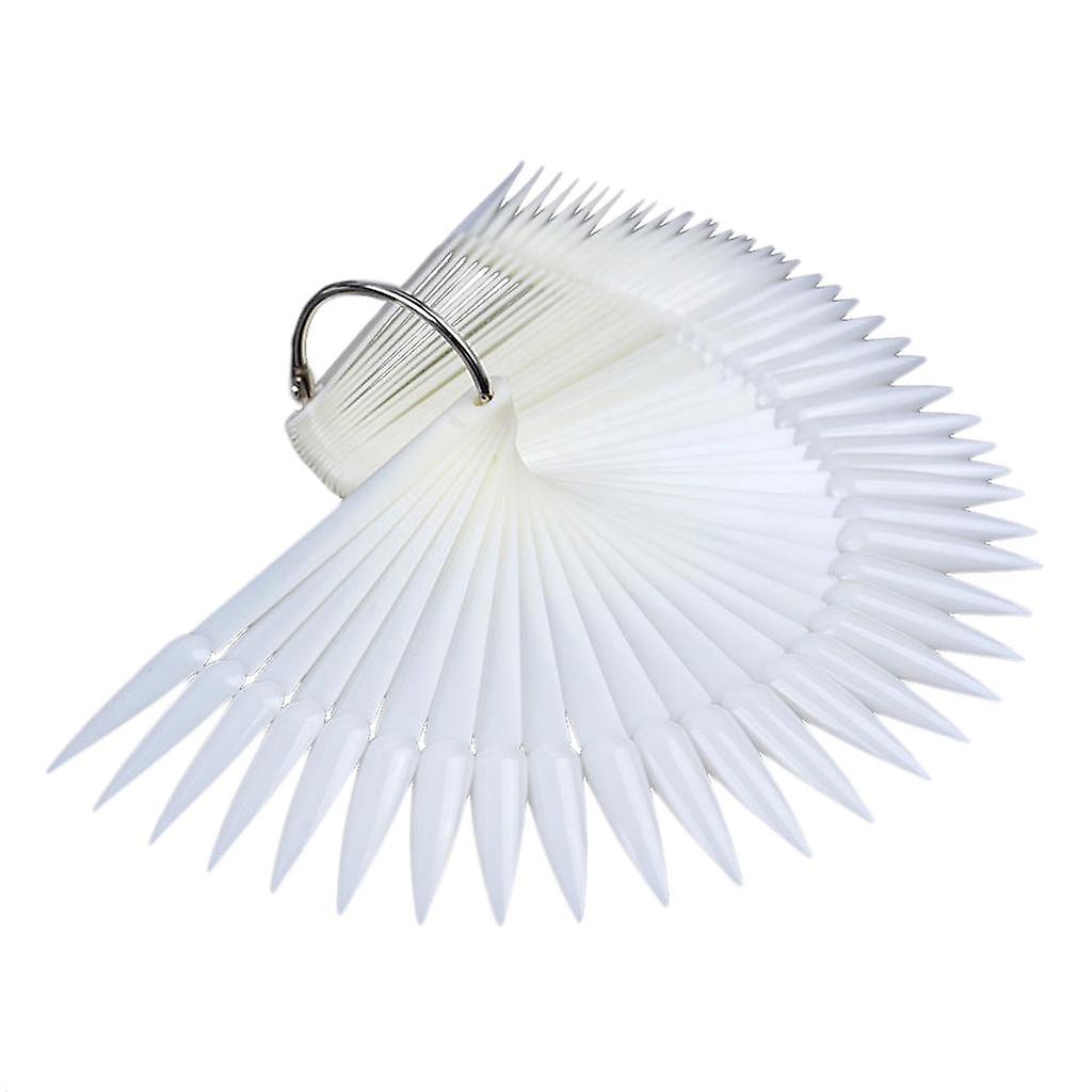 50pcs Fan Shape Nail Art Tips Display Ring Polish Board Practice Sticks Clear