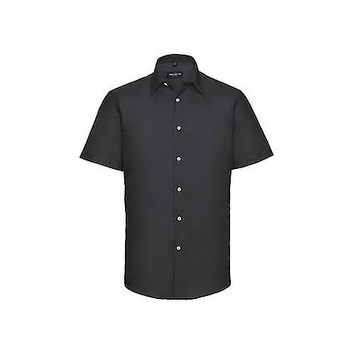 Russell Collection Mens Oxford Tailored Short-Sleeved Shirt
