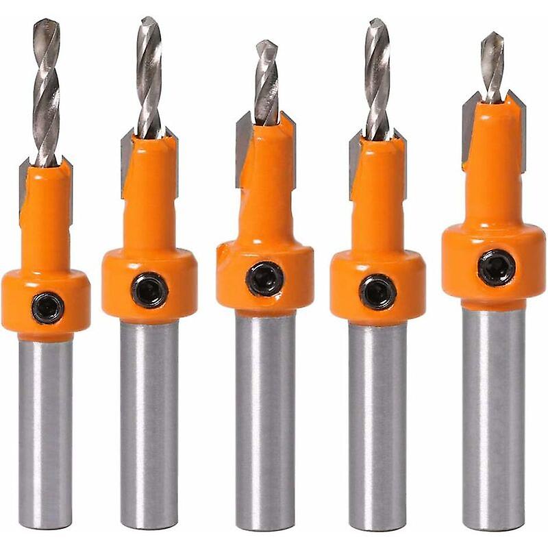Superma Countersink Drill Bit HSS Counterbore Wood Chamfer Drill Bit 5pcs