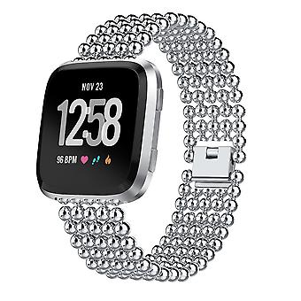 22cm Five Beads Buckle Closure Stainless Steel Watch Strap for Fitbit Versa